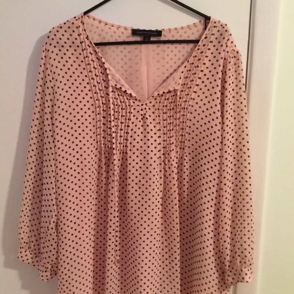 Tommy Hilfiger 2X Pink Pintuck Top